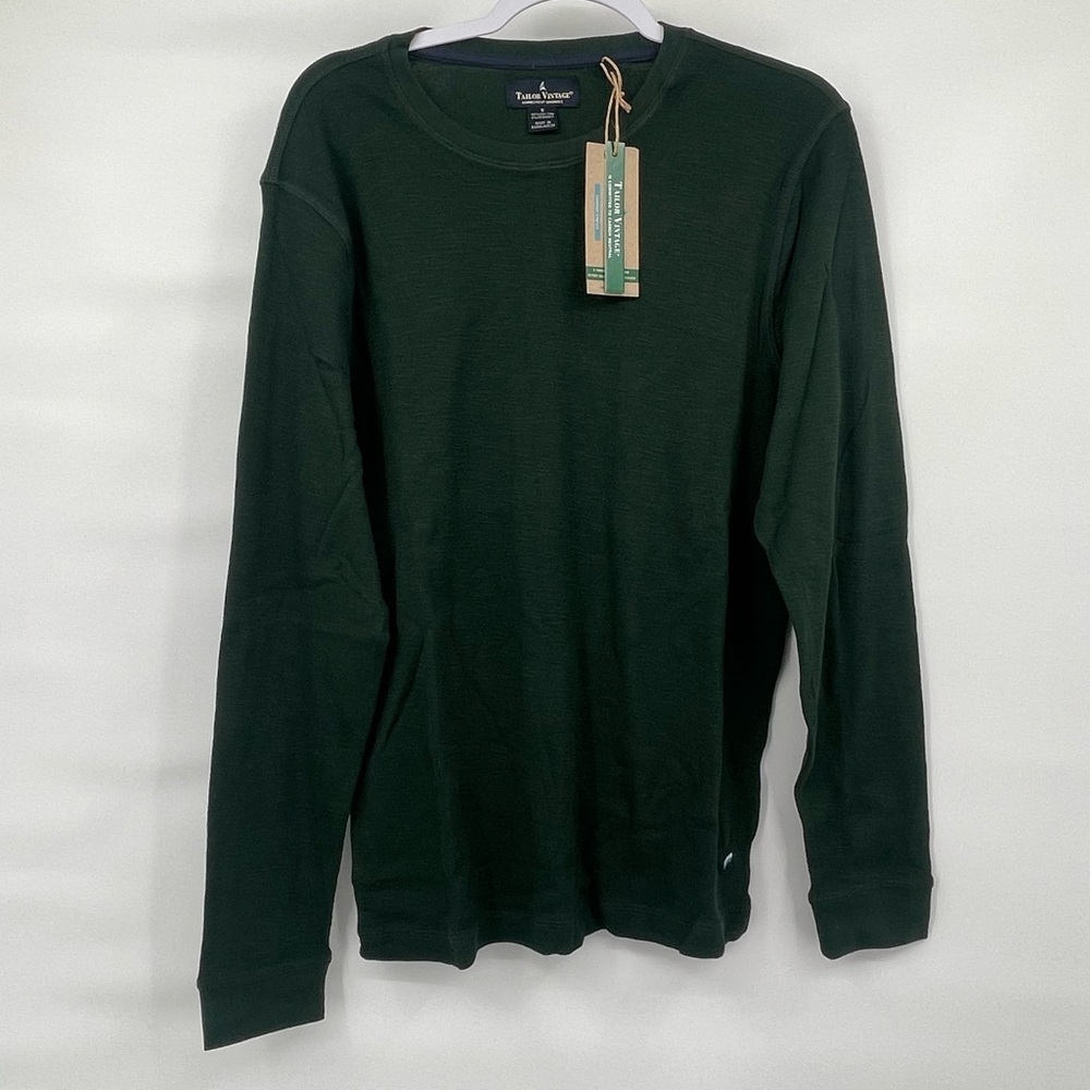Tailor Vintage NWT green cotton thermal long sleeve shirt
